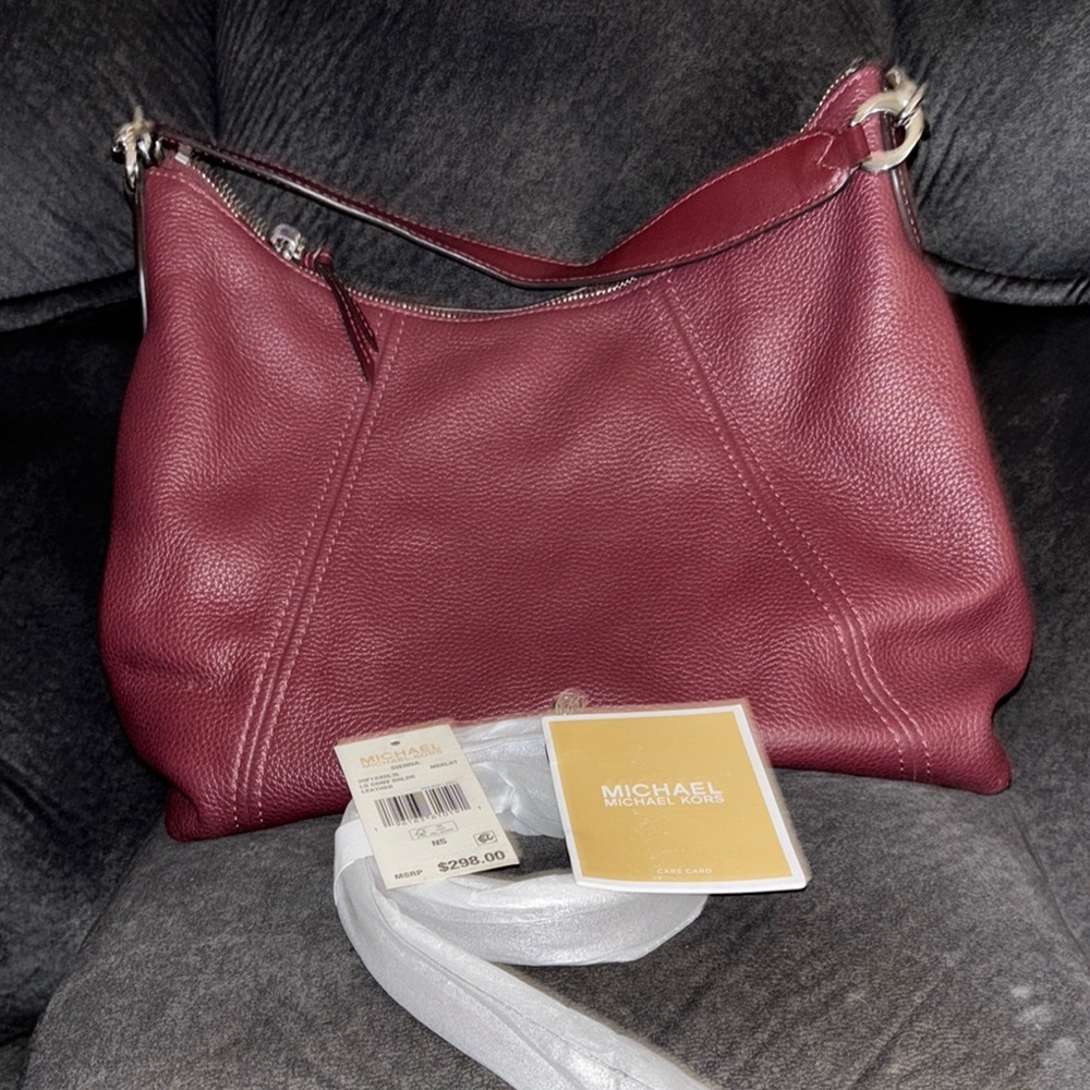 Michael Kors Burgundy Leather Shoulder Bag